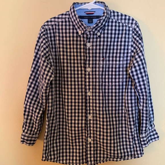 Tommy Hilfiger Other - Tommy Hilfigur Boys Button Down plaid shirt-Navy /white
